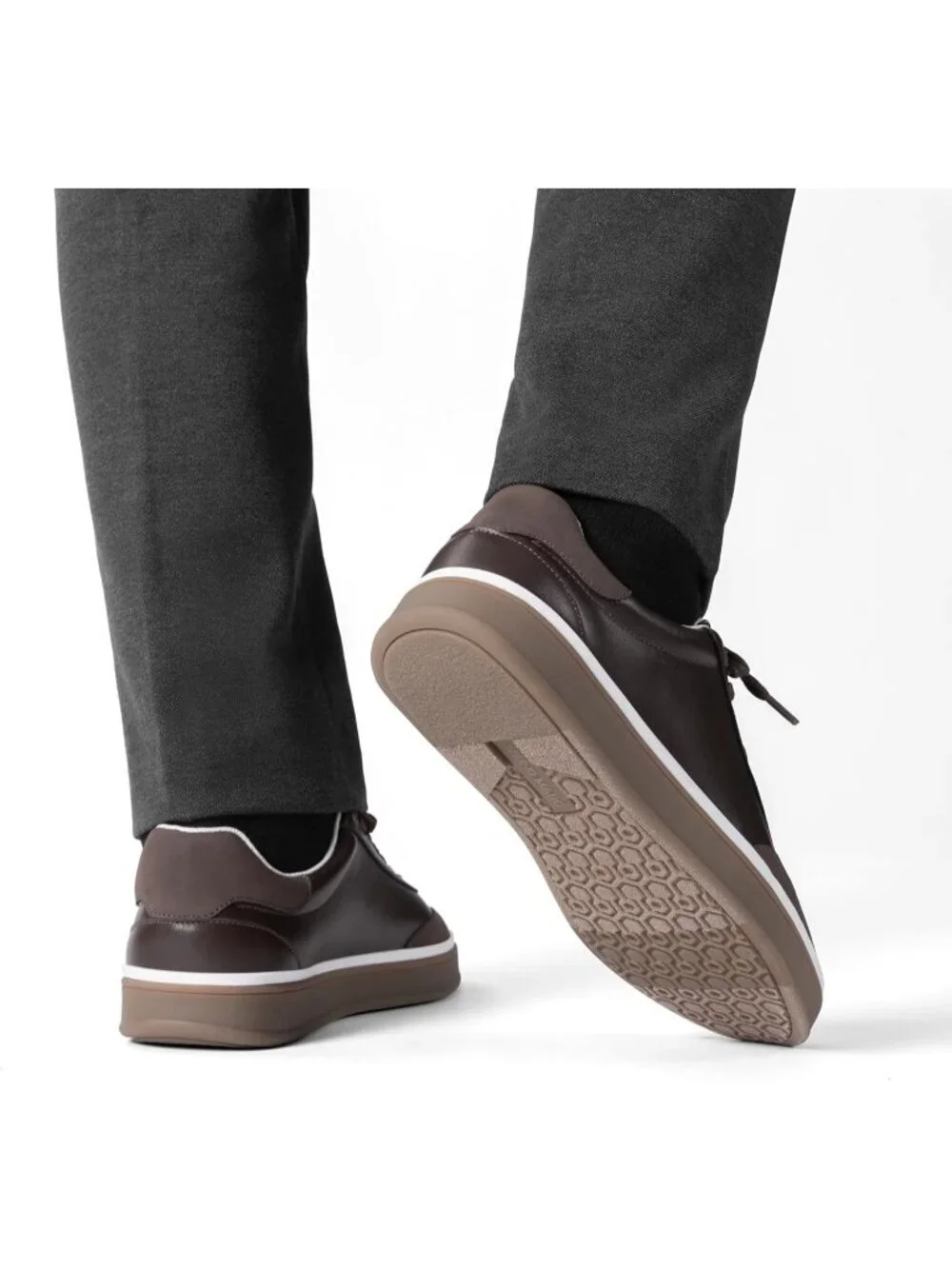 Men's Dark Brown Faux Suede Rubber Casual Comfortable Business Fashion Sneakers